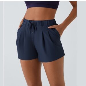 Mid Rise Elastic Waistband Drawstring Ruched Side Pocket Casual Shorts 3"